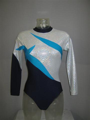 Body da ginnastica con inserti azzurri